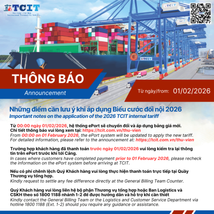 THÔNG BÁO VỀ NHỮNG ĐIỂM CẦN LƯU Ý KHI ÁP DỤNG BIỂU CƯỚC ĐỐI NỘI 2026